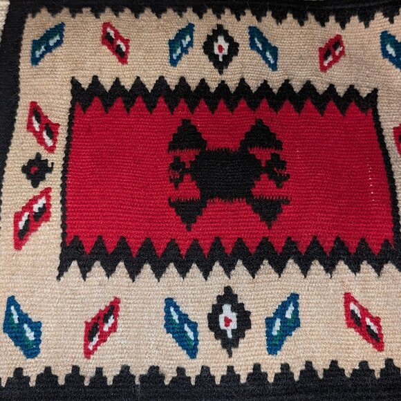 Vintage Handmade Navajo 11x16 Woven Kilim Carpet Aztec Southwestern Carpet Mat - Picture 5 of 5
